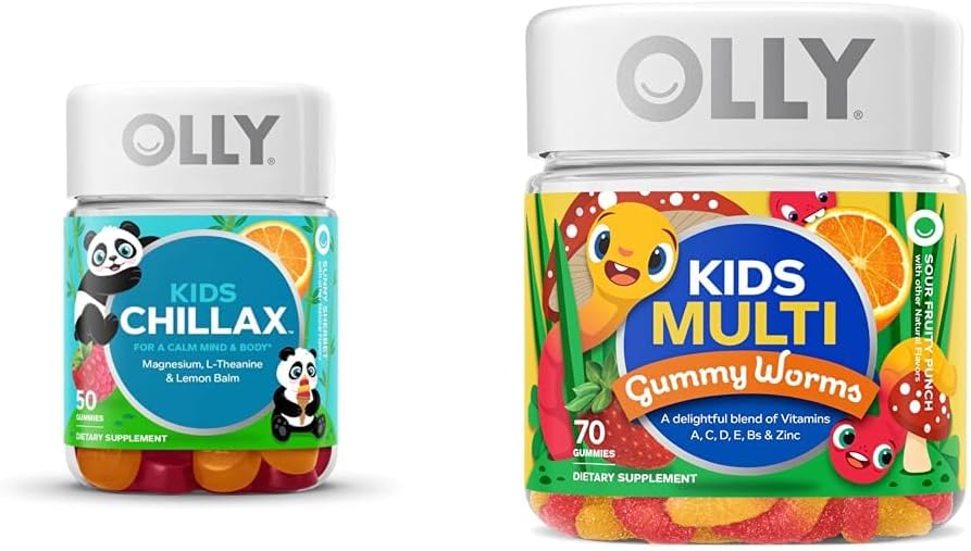 OLLY Kids Chillax, Magnesium Gummies Plus LTheanine, Lemon Balm, Sherbet Flavor
