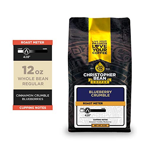 Christopher Bean Coffee - Blueberry Crumble Flavored Coffee, (Regular Whole Bean) 100% Arabica, No Sugar, No Fats, Made with Non-GMO Flavorings, 12-Ounce Bag of Regular Whole Bean coffee