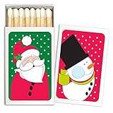 Merry Christmas Holiday Matches - Christmas Wooden Matches (Set of 50 Matchboxes) (White Box)