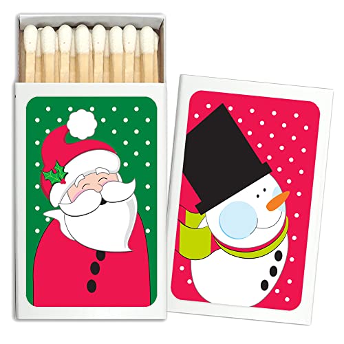 Merry Christmas Holiday Matches - Christmas Wooden Matches (Set of 50 Matchboxes) (White Box)