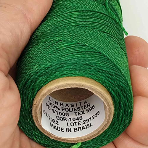 Linhasita Waxed Thread 100 g / 170 m Polyester 1 mm Thick Macrame, 30 Colours green, 170 metros / 100 gr - Image 4