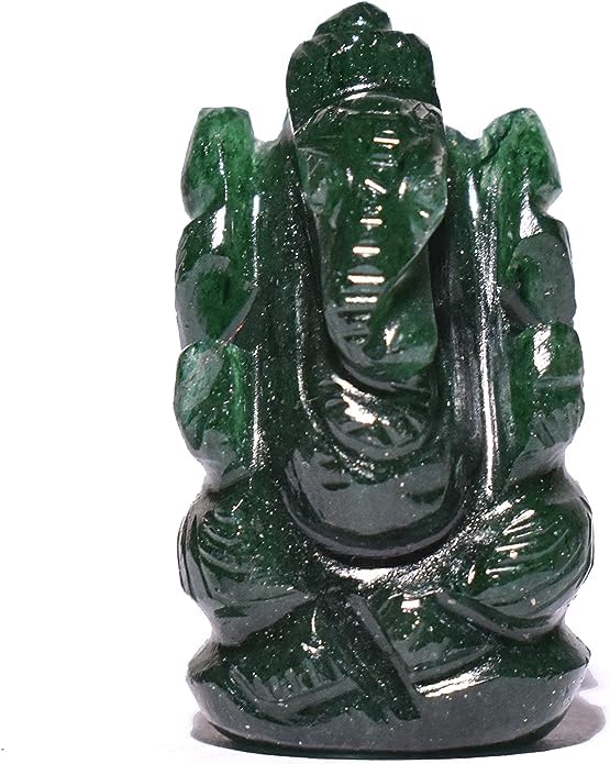 Mystic Crystals & Creations Green Aventurine Ganesha Idol 1.5 Inch - Crystal Lord Ganesh Statue for Home Decor, Pooja, Positive Energy & Good Luck