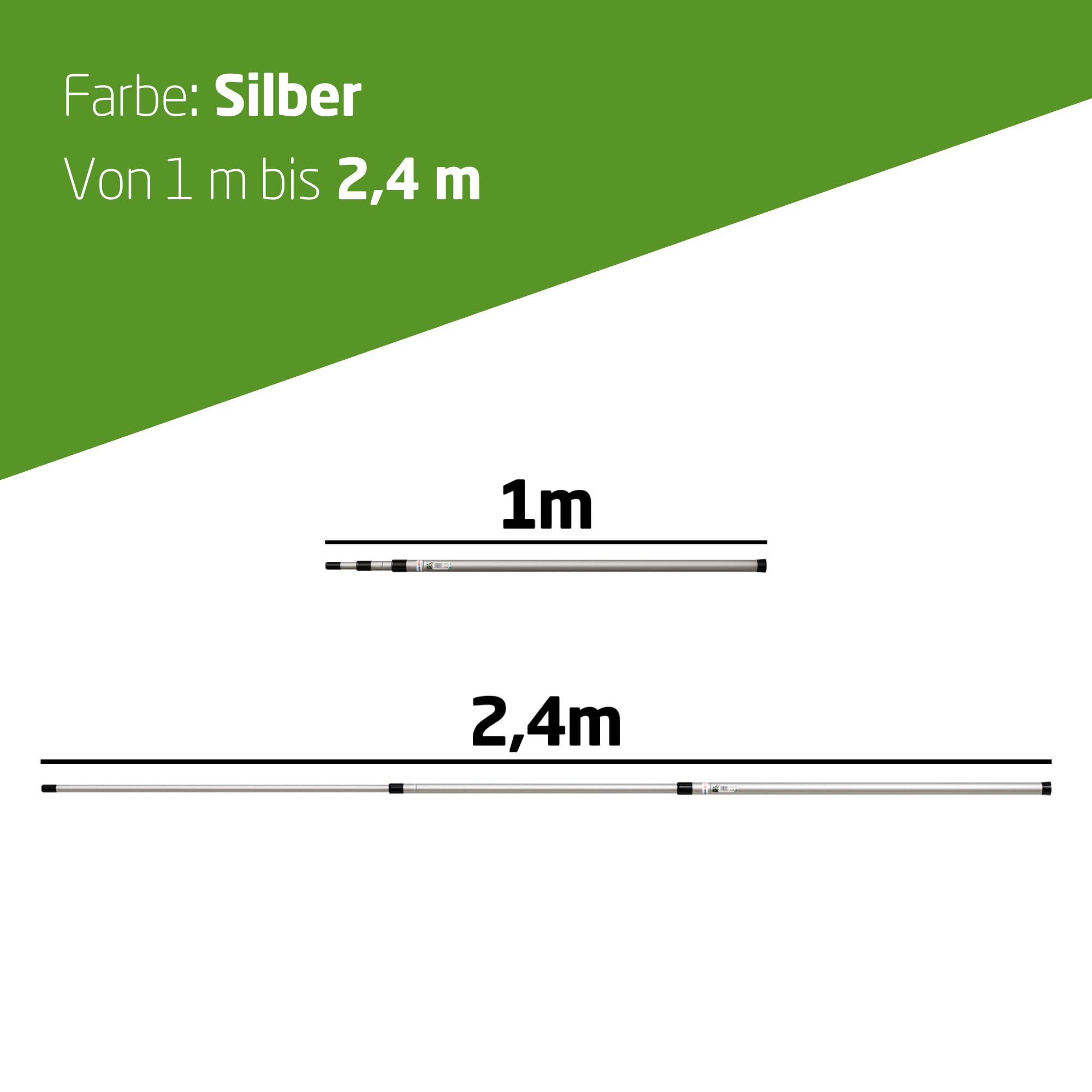 Amig - Teleskopstange aus Aluminium - Ausziehbare Stange bis zu 2,4 Meter - Stange kompatibel mit Mehreren Gartengeräten - Leicht und robust - Ideal für Arbeiten in der Höhe