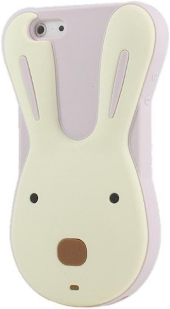 FJX Light Purple Lovely Cartoon Big Head Rabbit Logo Soft Silicone Case Protective Cover Compatible for Iphone 4/4G/4S