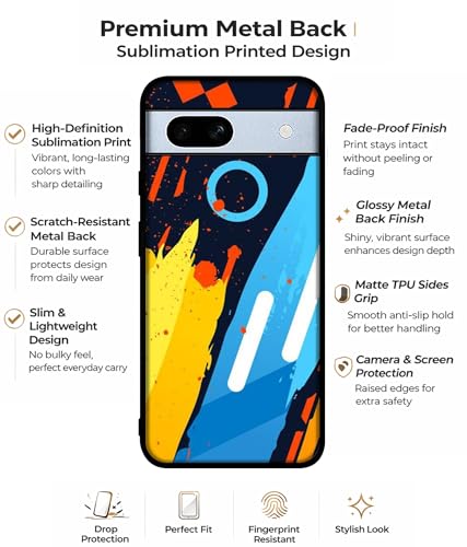 Image of Abstract Stripes Geometric Figures Design Premium 2D Printed Metal Back Case Cover for Google Pixel 7A 5G