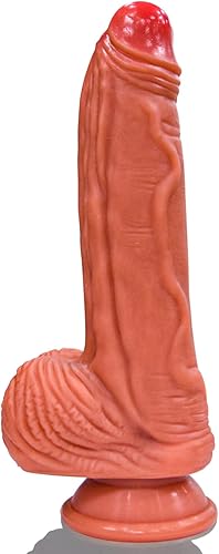 Consolador realista consolador de silicona con textura de doble densidad con fuerte ventosa se puede utilizar manos libres pene de simulación que