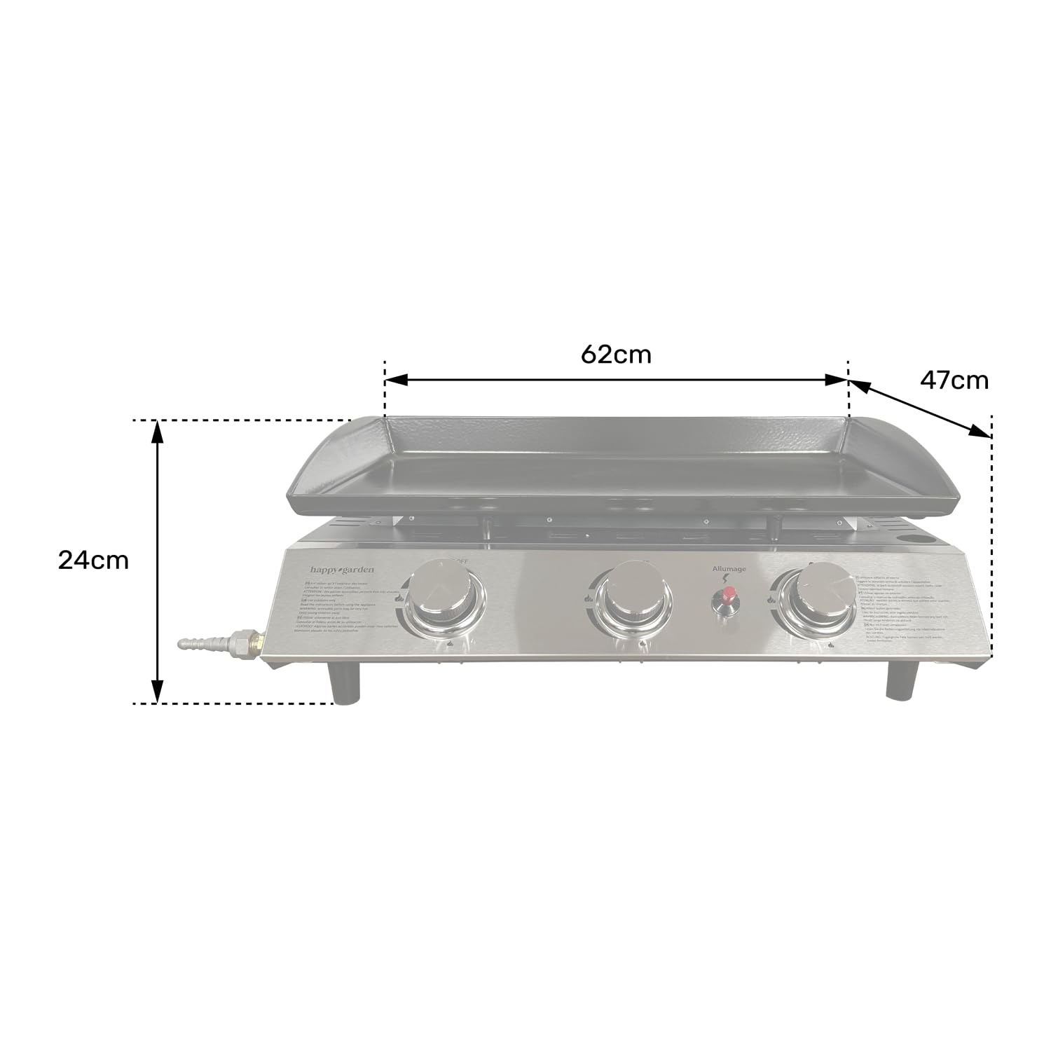 Happy Garden Plancha au gaz SÉVILLE - 3 brûleurs 7,5kW