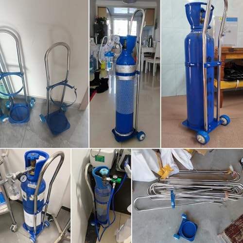 Chariot pour bouteille d'oxygène autoportant et réglable avec roues - 3