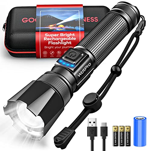 Wdtpro Led Rechargeable Flashlights High Lumens With Carrying Bag And 6 Pack Led Mini Flashlights #TOP1