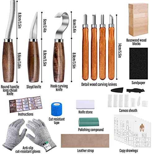 Conjunto de ferramentas para esculpir em madeira, 3 peças de facas de branqueamento e 4 peças K2 de
