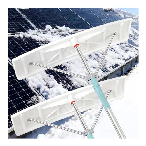 Generisch Dachrechen, ausziehbarer Schnee-Dachrechen 2-6 m, Robustes Schneeräumgerät mit 3-Punkt-Abstützung, verhindert Schneeansammlungen auf Dächern (Rechen mit flachem Boden, 2-4 m/6,5-13,1 ft)