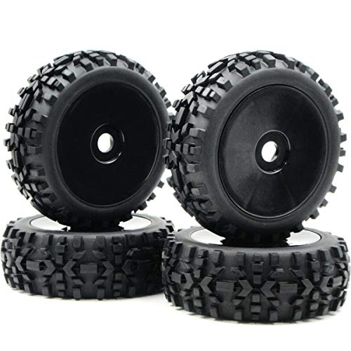 4Pcs 1:8 Rc Off Road Buggy Tires & Hex 17Mm Wheels For Losi Hpi Xtr Badlands Car Upgrade Black #TOP24