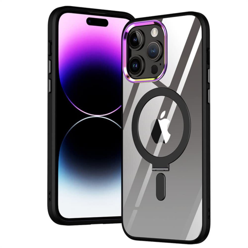 Coque de téléphone transparente pour iPhone 13 Pro Max avec support magnétique invisible noir - 7