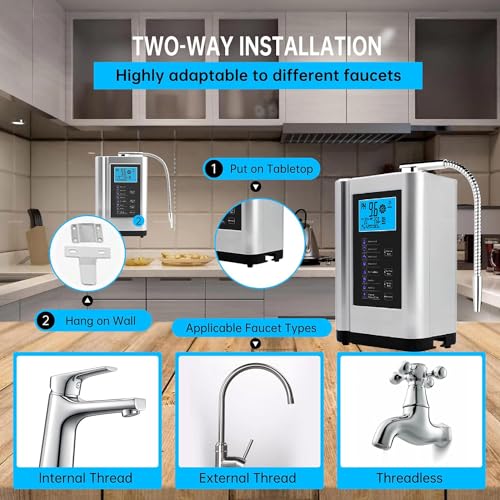 AGWIM Alkaline Water Ionizer Machine 729, Built-in a Filter, Produces pH 4-10.5 Water, 7 Water Settings, Up to -570mV ORP, 8000L Per Filter, Silver thumbnail 4