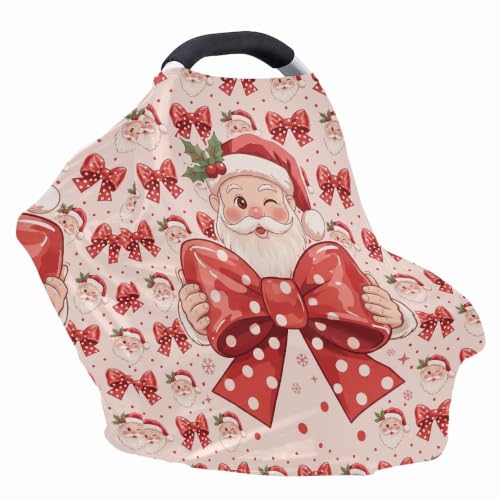 Image of Baby Car Seat Cover, Bow Santa Carseat Canopy and Nursing Covers