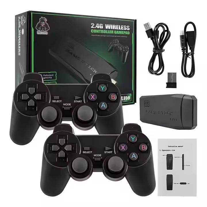TIUDTOY Ultra Hd Game Stick for TV with 20,000+ Built-in Games β Wireless Video Game Console with 2 Controllers, 64gb Card, 23 Emulators β Retro Gaming for Kids 7-14 & Family Entertainment