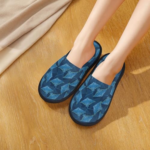Stingray Print House Slippers For Women And Men,Soft Slippers With Memory Foam,Non-Slip Indoor Home Shoes4