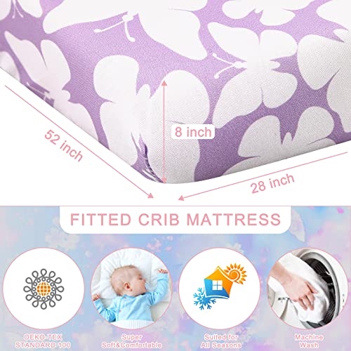Wowelife Baby Girl Nursery Bedding Set Butterfly, Premium Purple Crib Bedding Set, Baby Girl Crib Bed Set Breathable And Soft For Girl #TOP3