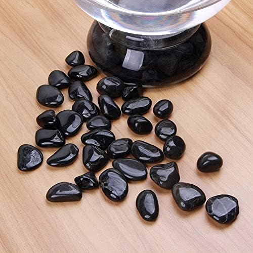 LATERN 1KG Natural Pebbles, Black Polished River Stones Decorative Pebbles River Rocks for Bamboo Plants, Fish Tank, Vase Fillers, Fairy Garden, Aquarium Decor