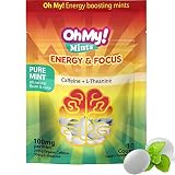 Oh My! Mints Organic Caffeine + L-Theanine Mints for Energy & Focus - 4 Packs | 50mg Caffeine and 50