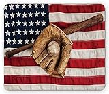 Générique Tapis de Souris de Baseball,équipement de la Ligue de Baseball Vintage USA Grunge Glove Bat Fielding Thème Sportif,Tapis de Souris en Caoutchouc antidérapant rectangulaire,Marron Rouge Bleu