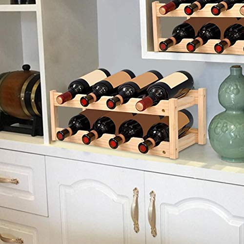 Soporte clásico para 8 botellas de vino de madera miniatura 5