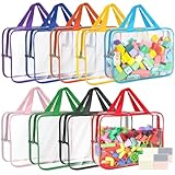 9 Packs Toy Storage Bags with Labels, 11.8x8.7x3.9In Large PVC Reusable Clear Board Game Storage with Zipper, Travel Waterproof Organizer Bags for Building Blocks, Puzzle, Books, Stationery
