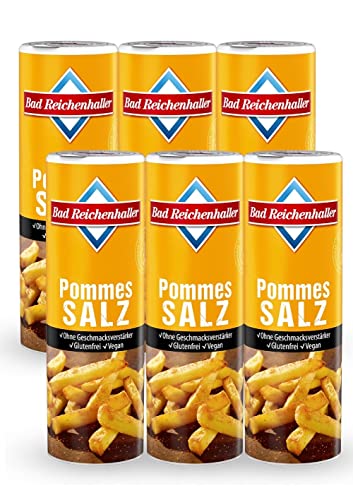 Bad Reichenhaller Pommes-Salz 6 x 300g Dose | Großpackung Vorratspackung in der Dose Kartoffelgewürz | ohne Geschmacksverstärker Glutenfrei | vegetarische und vegane Küche geeignet