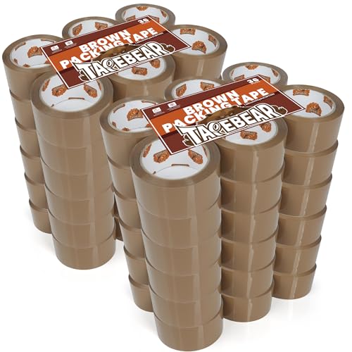 Image of TAPEBEAR Brown Packing Tape Packaging Tape Refills 2.6mil x 1.88 inch x 55Yard | Moving Tape for Boxes, Secure Sticky Brown Tape Heavy Duty for Shipping, Mailing & Storage, 72Rolls