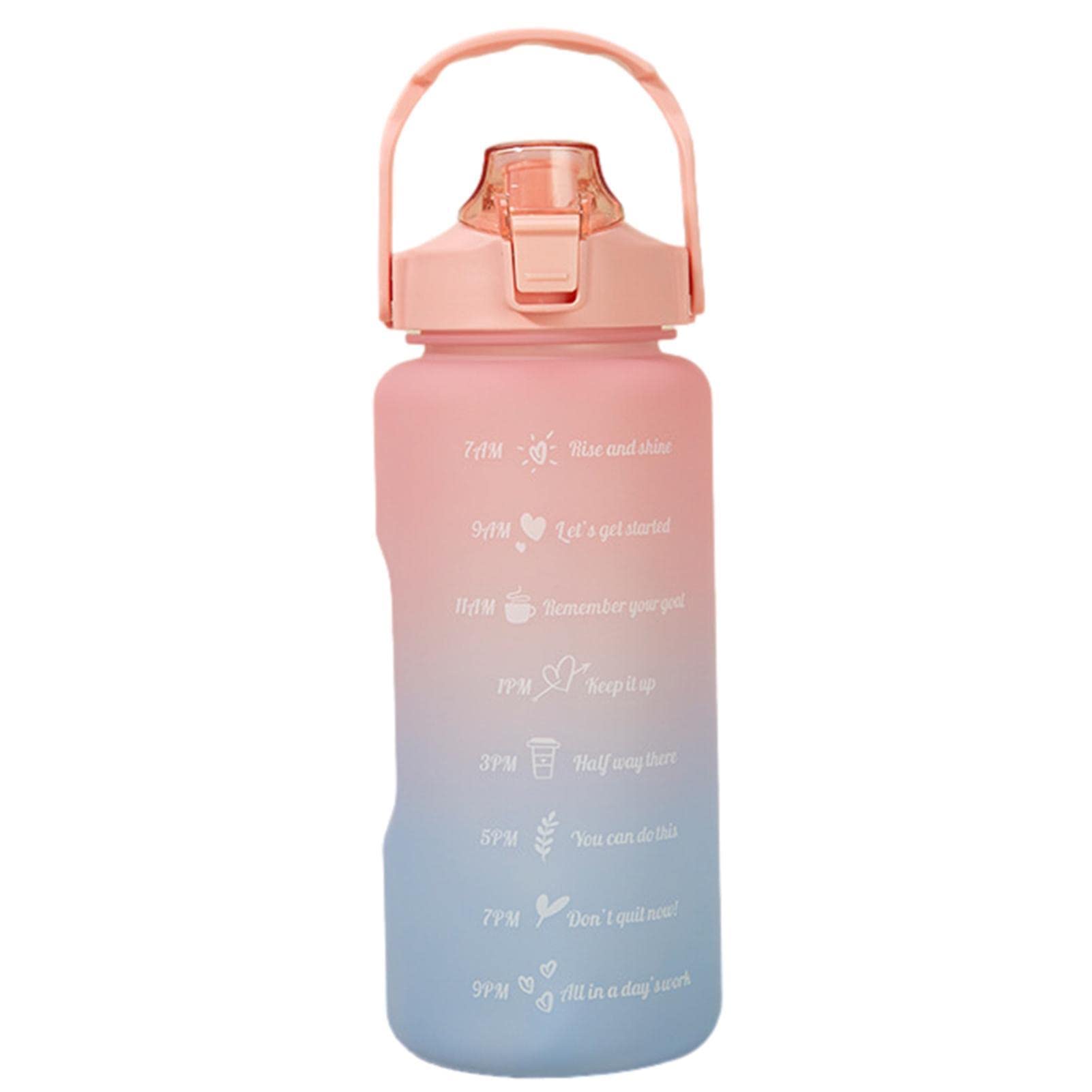 2L Water Bottle, Water Bottle with Straw and Time Marker, Leak-Proof Sports Bottle, Top Design, Portable Water Storage Container for Sports, Gym, Office, Camping, Running