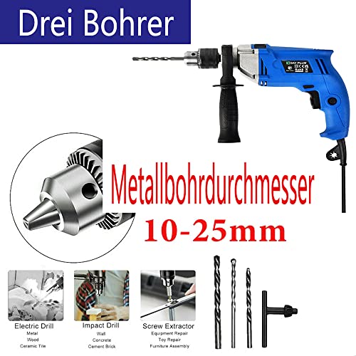 850w Bohrmaschine,Schlagbohrmaschine,mit drei Bohrer,3000 RPM, 2 Funktionen in 1 Hammer und Bohren,360 Grad verstellbarem Zusatzhandgriff – Bild 5