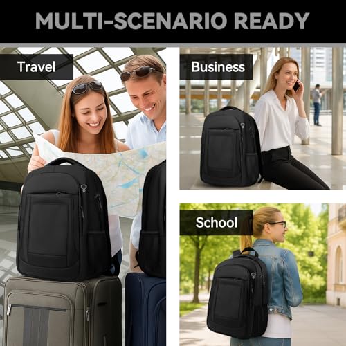Image of Extra Large Travel Laptop Backpack, 18.4 Inch Laptop Backpack Airline Approved, Business Anti Theft Sturdy Work Computer College High School Backpack Bag Fits 18 Inch Notebook for Men Women, Black