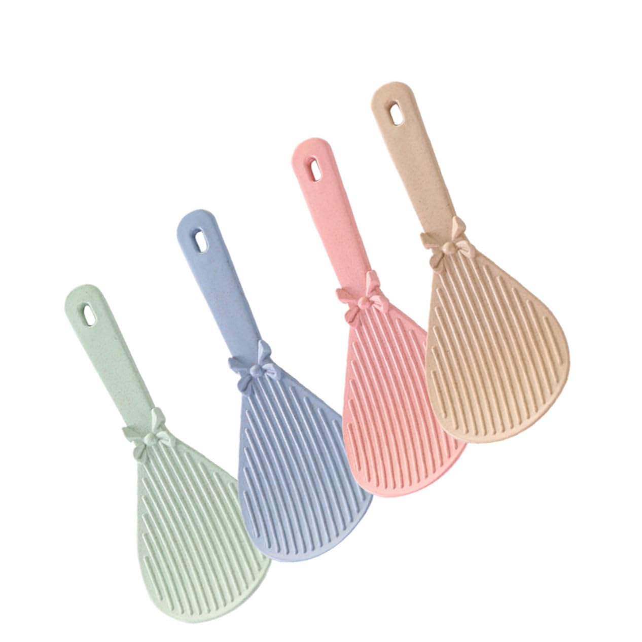 ABOOFAN 4 Pcs Wheat Straw Spoons Lightweight and Sturdy Rice Scoops for Food Serving Kitchen Utensils Blue Pink Green for Home and Restaurant Use