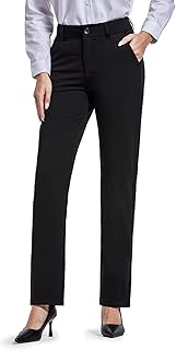 Harsmile Women’s Dress Pants Stretchy Work Straight Leg Slacks Business Leisure Trousers with Pockets
