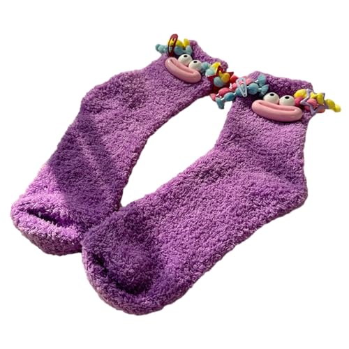 DIIOOMIEEU Calcetines peludos de invierno para mujeres y niñas, acogedores, suaves, cálidos, casuales, para dormir, calcetines feos de muñeca, calcetines de regalo