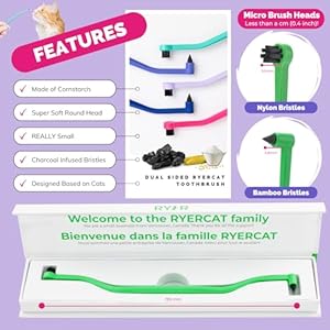Ryercat Dual Sided Cat Toothbrush  Kitten Toothbrush with Micro Head to Fit into Catkittens Mouth  Cat Dental Care Supplies  Pet Toothbrush for Cats shamrock  Cucciolini Doodles Ryercat dual sided cat toothbrush  kitten toothbrush with micro head to fit into catkittens mouth  cat dental care supplies  pet toothbrush for cats shamrock   cucciolini doodles