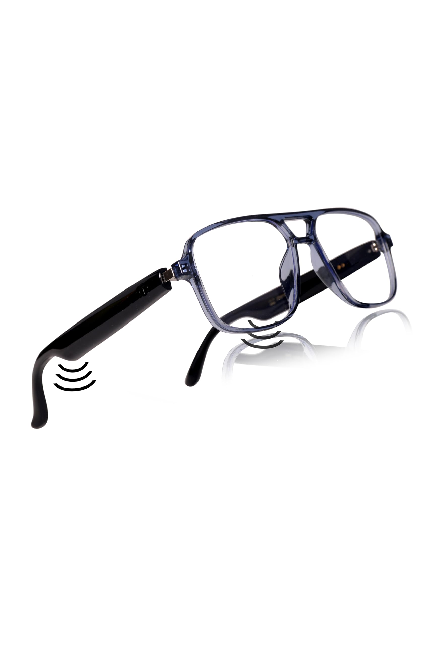 Jodykoes Open media 8 in modal Smart Glasses with Built-in Speakers, Voice Assistant & Prescription Lenses | Square Bluetooth Audio Eyewear (Blue)-image-40