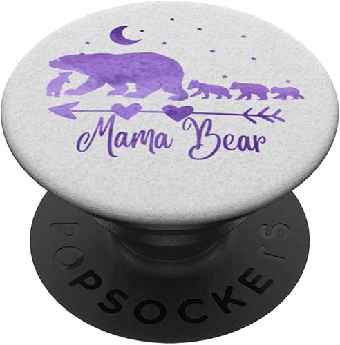 Miniatura 1 de Agarre y soporte para teléfonos y tabletas, diseño de oso de mamá y cuatro cubos sobre paletas blancas