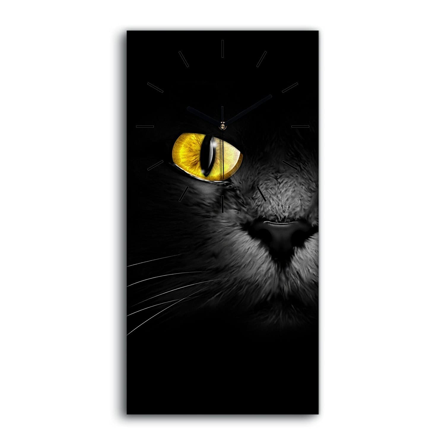 Horloge sur toile yeux de chat de style art moderne décoration murale de salon haut de gamme