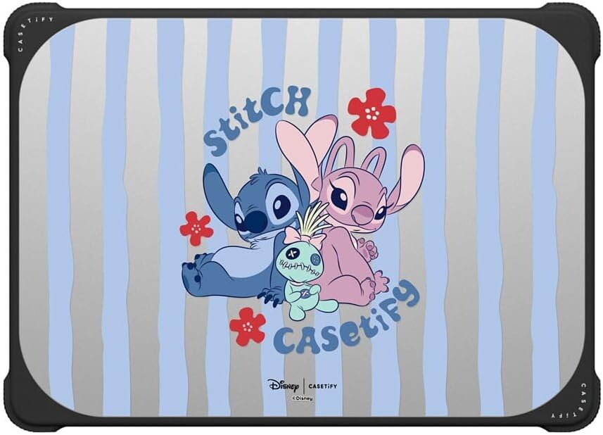 Bounce MacBook Air 13.6" (2022) Case [Lilo & Stitch Colab/Enhanced Protective Corner Design/Ventilation Cutouts/Anti-Slip Grip] - Stitch Family - Clear Black