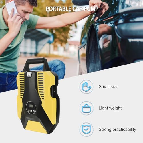 Compresor de aire portátil amarillo DECHOUS de ABS y cobre con pantalla digital 7