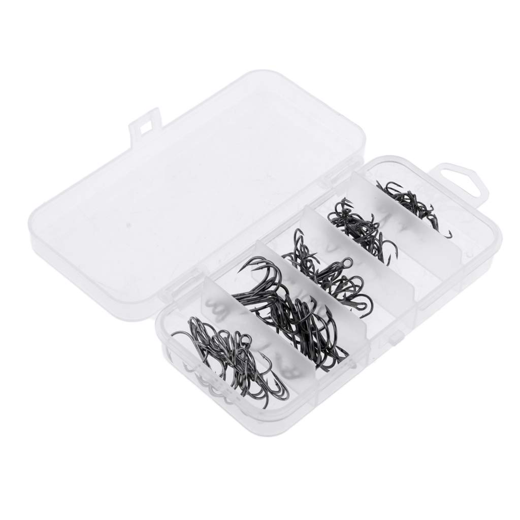 1 ensemble de hameçons triples durables Barb Leurre Appât Sea Fish Hook Kit Noir M