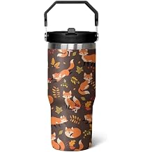 30 oz Fox Flip Tumbler with Straw and Lid, Travel Mug Cup for Hot and Cold Drinks for Fox Lovers
