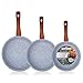 Produktbild Magefesa  Set Set 3 Pfannen 18  20  24 cm Induktion Antihaftbeschichtung Marmor Granit Stein frei von PFOA reinigen, Geschirrspüler geeignet für alle Herdarten, Ceranfeld, Gas