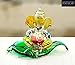 ZenithCart Crystal Glass Ganesh Murti on Leaf Idol | Multi-Colour Crystal Glass Ganesha Statue | 6L x 4W x 7.5H Cm