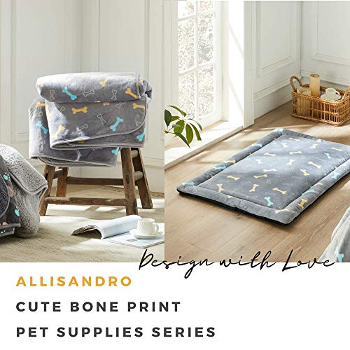 ALLISANDRO® Super Softe Warme und Weiche Decke für Haustier Hundedecke Katzendecke Fleece-Decke/Tier Schlafdeck (XL, Grau Bone Matte)
