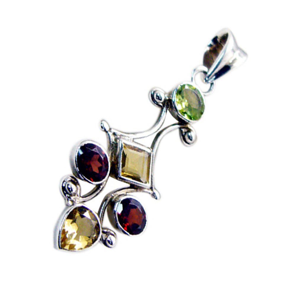 Pendentifs multi gemstone argent 925 pour éviter les allergies de peau - 5