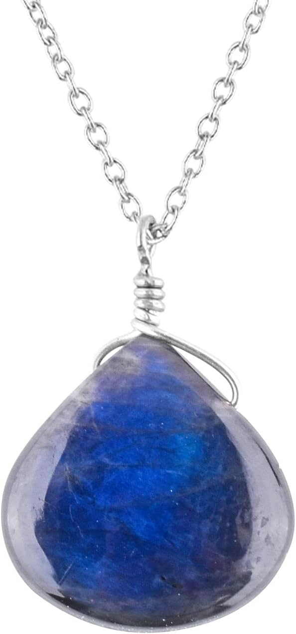 OdrillionGems Natural Gemstone Pendant Necklace, 925 Sterling Silver, Cabs Stones, Chakra Crystals, Birthday, Dainty, Handmade Jewelry, Wedding, Minimalist, Gift for Women mom