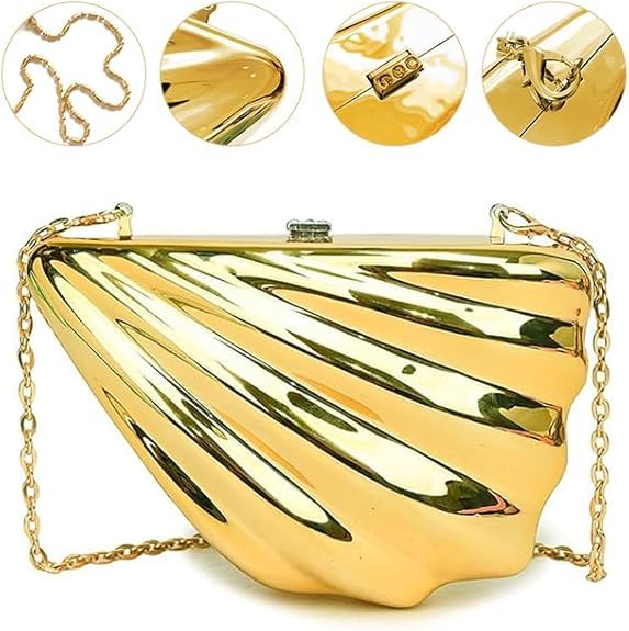Image of Metallic Acrylic Evening Handbag for Women | Crossbody Sling Bags with Detachable Chain Strap Glossy Stylish Ladies Girls Small Size Cute Party Wedding Bag