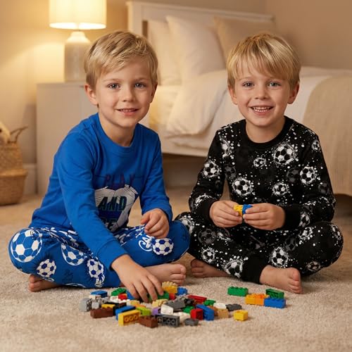 Image of DAUGHTER QUEEN Boys Pajamas 4 Pieces Long Set 100% Cotton Sleepwear Size 18 Months-12 Years